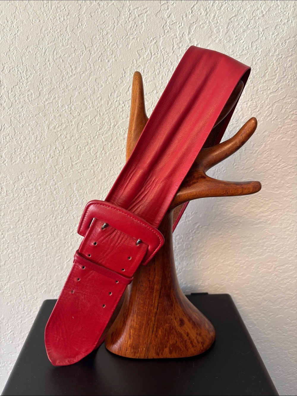 Classic 80's Vintage Cherry Red Leather Belt - Classic Wide Red Belt